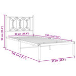 vidaXL Cadre de lit métal sans matelas avec tête de lit noir 90x190 cm