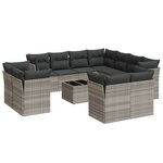 vidaXL Salon de jardin avec coussins 12 Pièces gris clair résine tressée