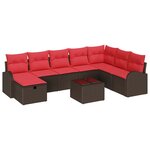 vidaXL Ensemble de canapé de jardin 9 Pièces Marron Poly rotin