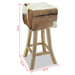 vidaXL Tabouret de bar cuir de chèvre et bois de teck solide