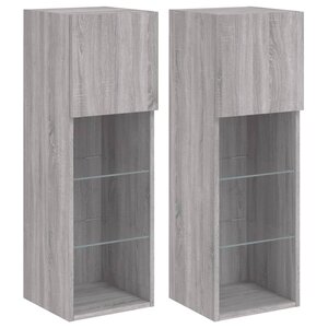 vidaXL Meubles TV avec lumières LED 2 Pièces sonoma gris 30 5x30x90 cm