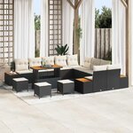 vidaXL Ensemble de canapé de jardin avec coussin 14 Pièces Noir et Crème