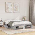 vidaXL Cadre de lit sans matelas gris béton 120x190 cm bois ingénierie