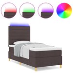 vidaXL Lit Box Spring avec Matelas & LED Marron Foncé 90x200 cm Tissu