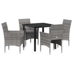 vidaXL Set de jardin de 5 pièces en poly rattan gris