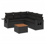 vidaXL Salon de jardin 6 Pièces avec coussins noir résine tressée