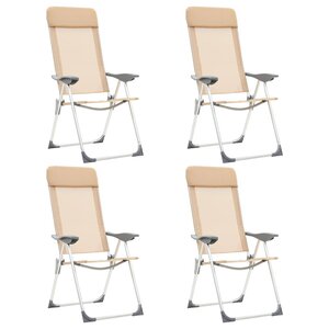 vidaXL Chaises de camping pliables lot de 4 Crème Aluminium