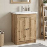 vidaXL Armoire sous évier de salle de bain Chêne artisanal