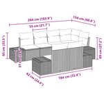 vidaXL Ensemble de canapé de jardin 7 pièces avec coussins noir en rotin