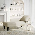 vidaXL Fauteuil long avec coussin et accoudoir droit crème velours