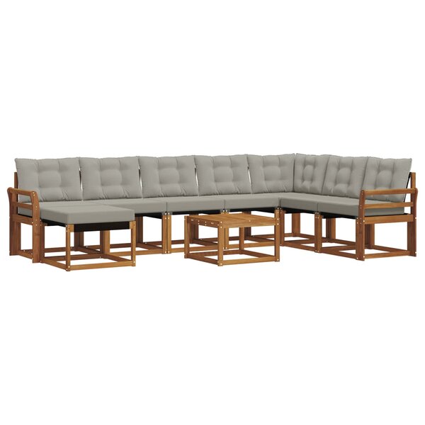 vidaXL Ensemble de canapés d'extérieur 9 pc Naturel et gris clair