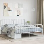 vidaXL Cadre de lit métal avec tête de lit/pied de lit blanc 183x213cm