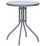 vidaXL Table de jardin Gris clair 60 cm Acier et verre