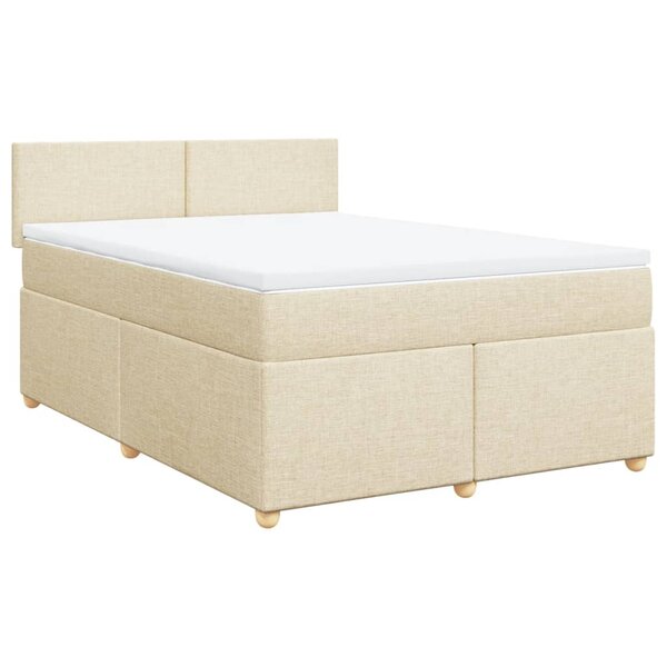 vidaXL Sommier à lattes de lit avec matelas Crème 160x200 cm Tissu