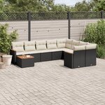 vidaXL Salon de jardin 10 Pièces avec coussins noir résine tressée