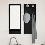 vidaXL Porte-manteau mural avec étagère avec stockage avec miroir Chêne Noir 70 x 10 x 90 cm