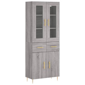 vidaXL Buffet haut Sonoma gris 69 5x34x180 cm Bois d'ingénierie