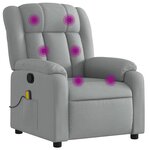 vidaXL Fauteuil inclinable de massage gris clair tissu
