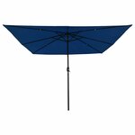 vidaXL Parasol de jardin Bleu et Noir 295 x 295 x 245 cm