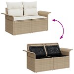 vidaXL Ensemble de Canapé de Jardin 14 Pièces avec Coussins Beige Rattan Synthétique Acacia