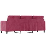 vidaXL Canapé à 3 places Rouge bordeaux 180 cm Velours