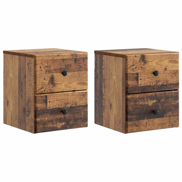 vidaXL Cabinet de chevet mural 2 pc Bois ancien 34 5 x 33 x 40 cm