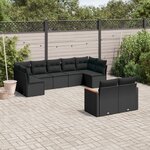 vidaXL Salon de jardin 9 Pièces avec coussins noir résine tressée