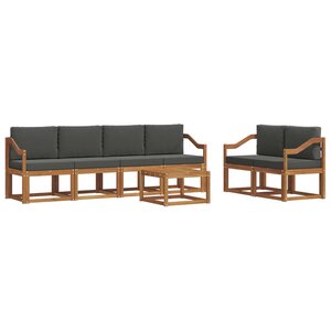 vidaXL Ensemble de canapés d'extérieur 7 pc Naturel et Anthracite