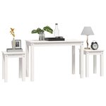 vidaXL Tables gigognes 3 Pièces Blanc Bois de pin massif