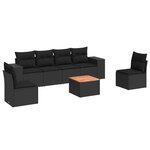 vidaXL Salon de jardin 7 Pièces avec coussins noir résine tressée
