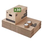 Pack and Move - Lot 30 cartons déménagement stockage standard - 60 x 30 x 30 cm - Poignées renforcées - 1 adhésif offert