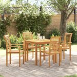vidaXL Chaise de jardin empilable 4 Pièces en bois massif de teck