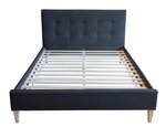Lit double en tissu noir rembourre 140 x 200