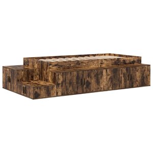 vidaXL Cadre de lit avec rangement Chêne fumé 244 x 118 x 53 5 cm