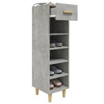 vidaXL Armoire à chaussures Gris béton 30x35x105 cm Bois d'ingénierie