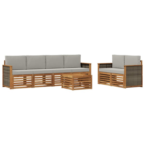 vidaXL Ensemble de canapés d'extérieur 7 pc Naturel et gris clair