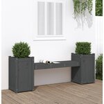vidaXL Banc avec jardinières gris 180x36x63 cm bois massif de pin