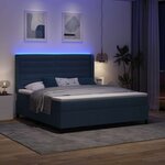 vidaXL Lit à ressort LED avec matelas Bleu 180 x 200 cm tissu