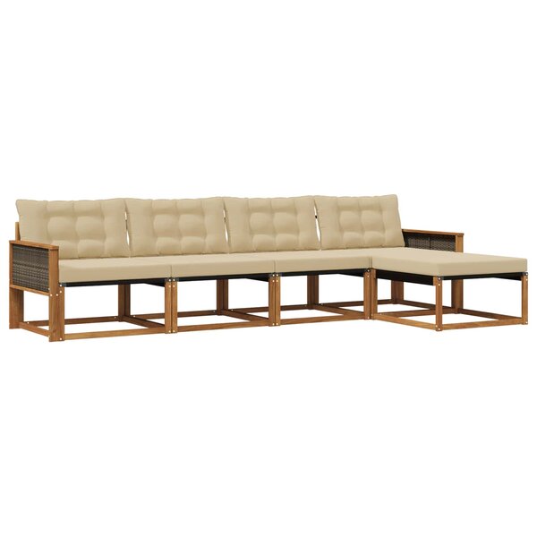 vidaXL Ensemble de canapés d'extérieur 5 pc Naturel et Beige