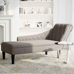 vidaXL Fauteuil long avec coussin et accoudoir droit taupe tissu