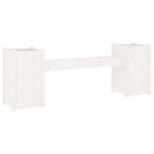 vidaXL Banc avec jardinières blanc 180x36x63 cm bois massif de pin