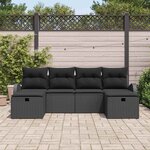 vidaXL Ensemble de canapé de jardin avec coussin 6 Pièces Noir polyrotin