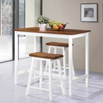 vidaXL Table de bar et tabouret 3 Pièces Bois massif