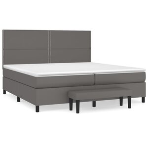 vidaXL Sommier à lattes de lit avec matelas Gris 200x200 cm Similicuir