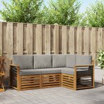 vidaXL Ensemble de canapés d'extérieur 4 pc Gris Naturel et Clair