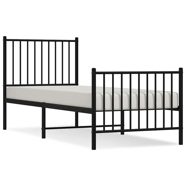 vidaXL Cadre de lit métal sans matelas avec pied de lit noir 75x190 cm