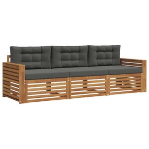 vidaXL Ensemble de canapés d'extérieur 3 pc Naturel et Anthracite