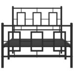 vidaXL Cadre de lit métal avec tête de lit/pied de lit noir 90x200 cm