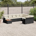 vidaXL Salon de jardin 10 Pièces avec coussins noir résine tressée