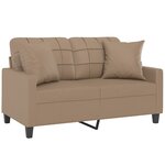 vidaXL Canapé 2 places avec oreillers cappuccino 120 cm similicuir